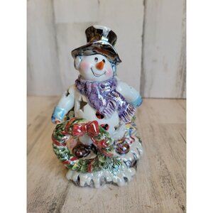 Unique snowman wreath tealight‎ candle holder Xmas home decor